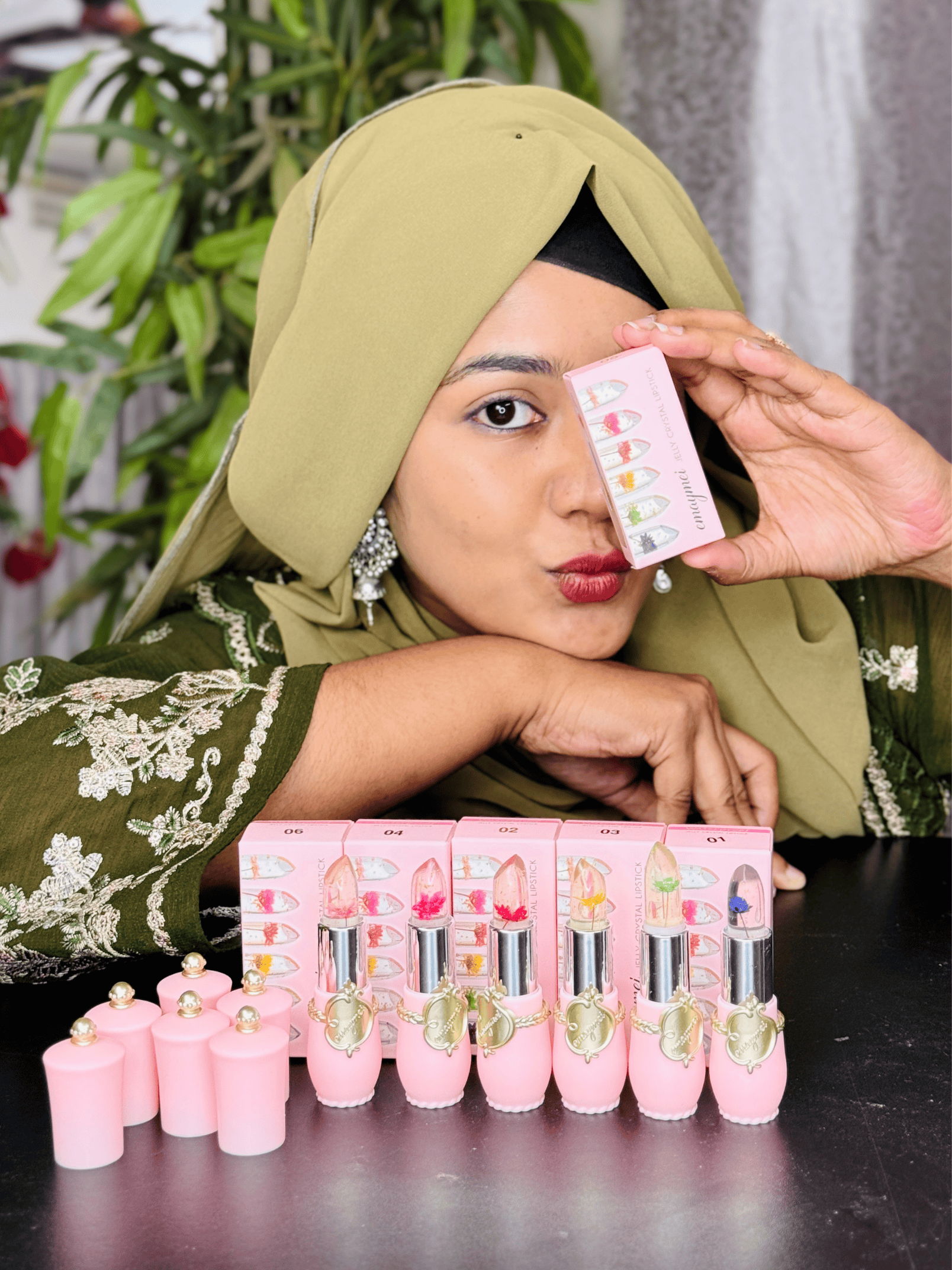 ( 2 পিস) Jelly Dried Flower Color Changing Lip Balm